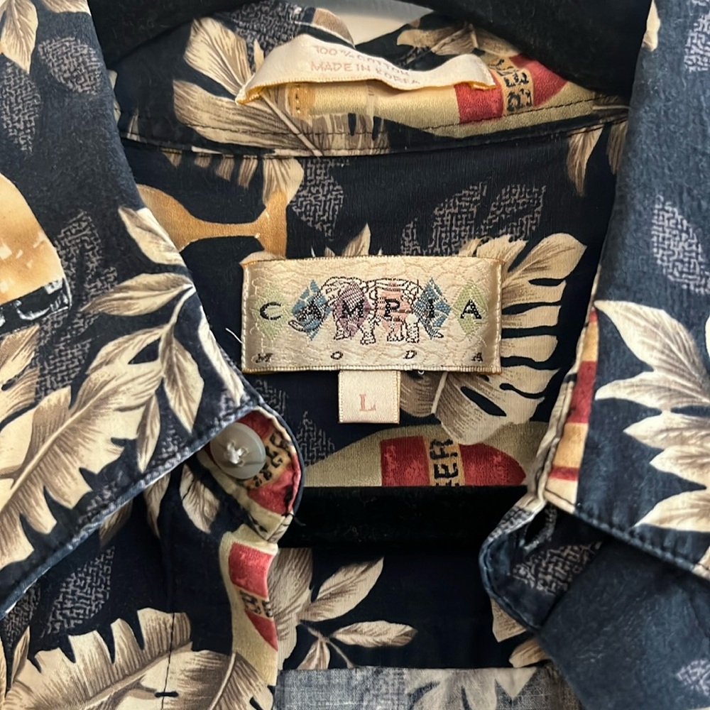 Campia Moda Beer Hawaiian Novelty Poker Short Sleeve Button Down Shirt L